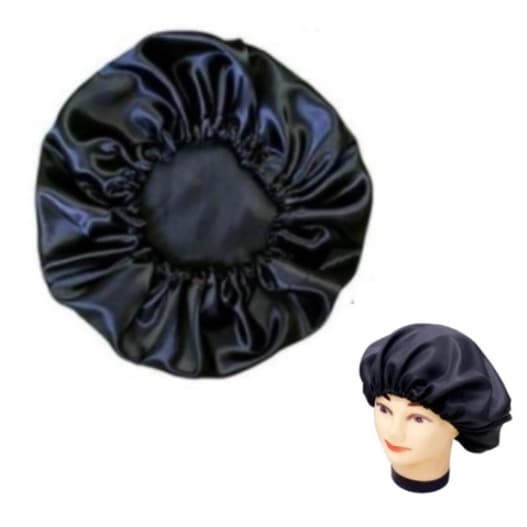 Touca de Cetim Anti Frizz Santa Clara Preta Ref 4431