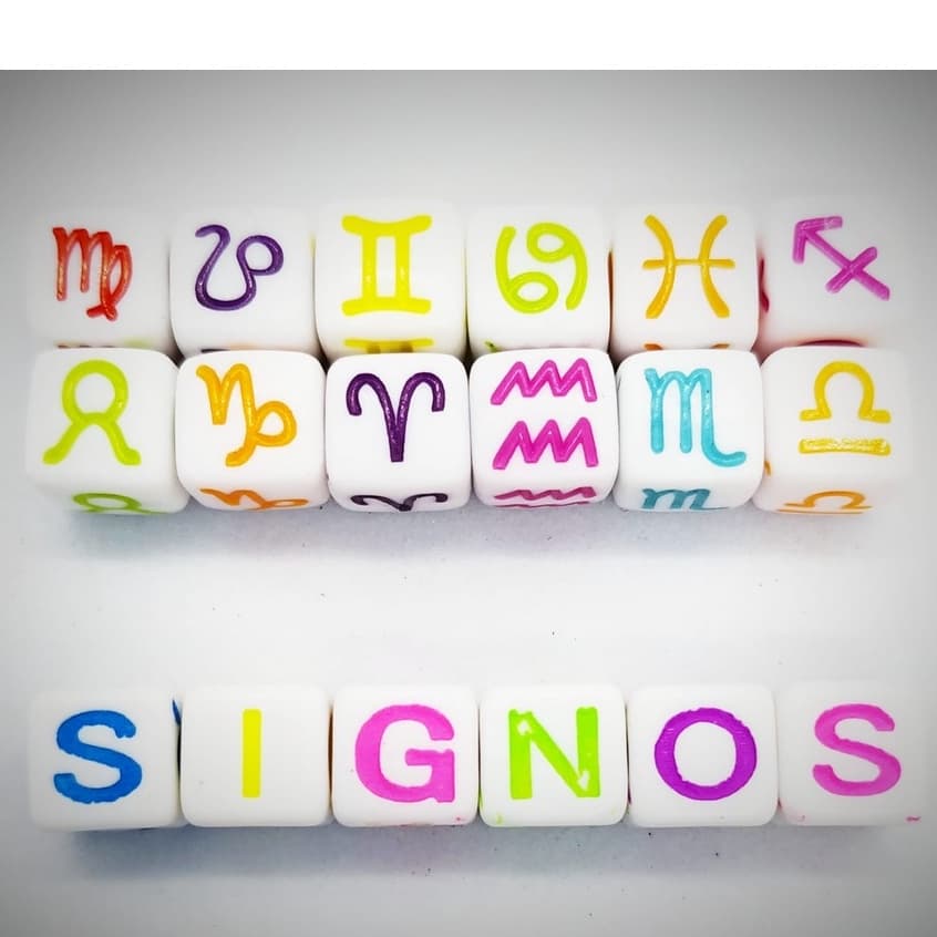 Miçangas Signos 7mm 24 Unidades Signo Zodíaco  Entremeio Bijuteria- DIY
