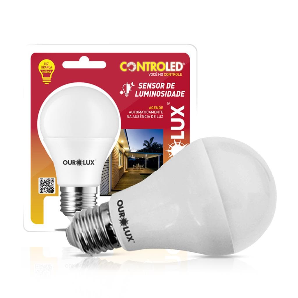 Lampada Led Inteligente Sensor De Luminosidade 9W E27 2700K