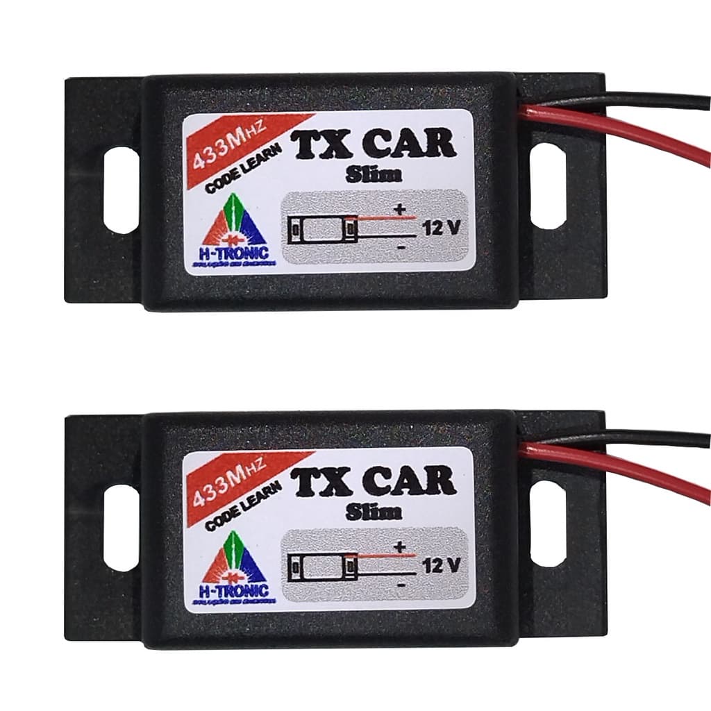 Kit 2 Controles para abrir e fechar portão com o farol do carro ou moto tx car freq. 433 MHz modelo Slim