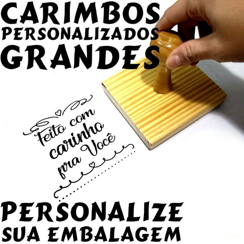 Carimbo personalizado GRANDE completo com cabo, escolha a medida. Leia a descrição antes de pedir. Linha profissional.