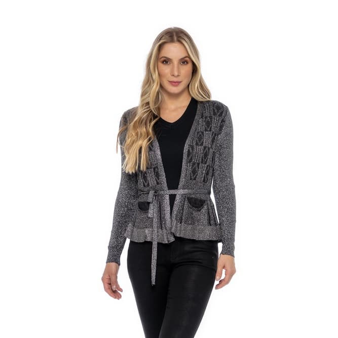 Casaquinho Cardigan Feminino Comprido Linho Tricot Primavera Casaco Casual Cardigan Agasalho