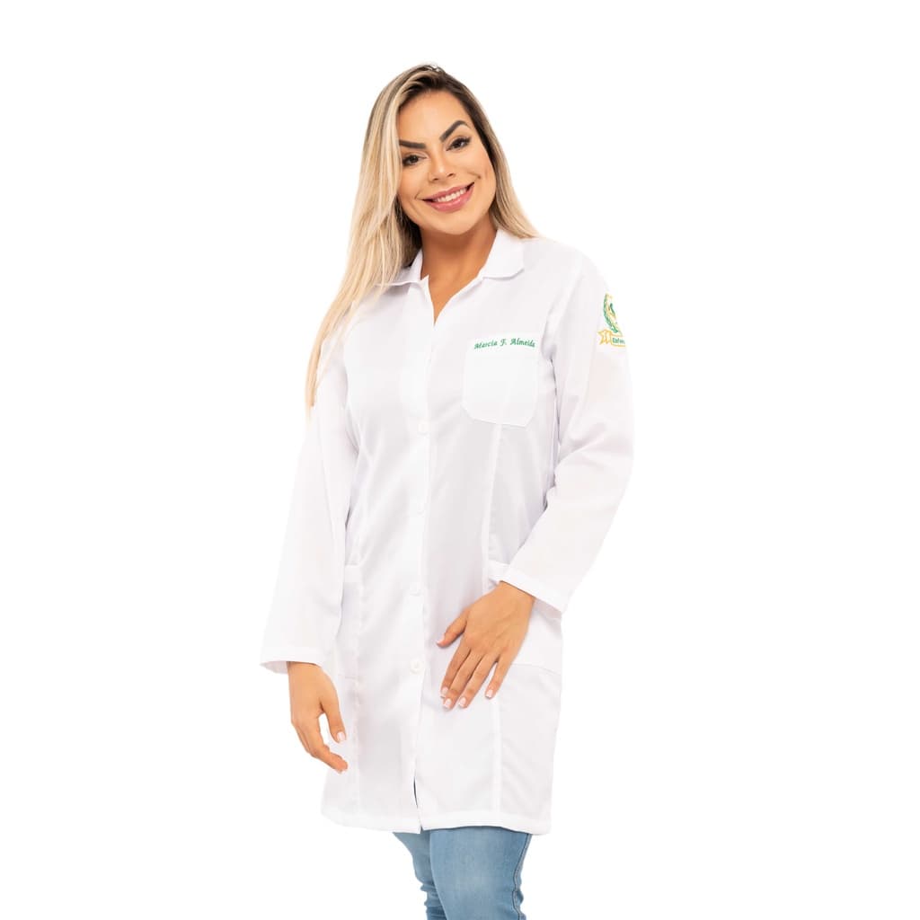 Jaleco Feminino Manga Longa Bordado Enfermagem e nome