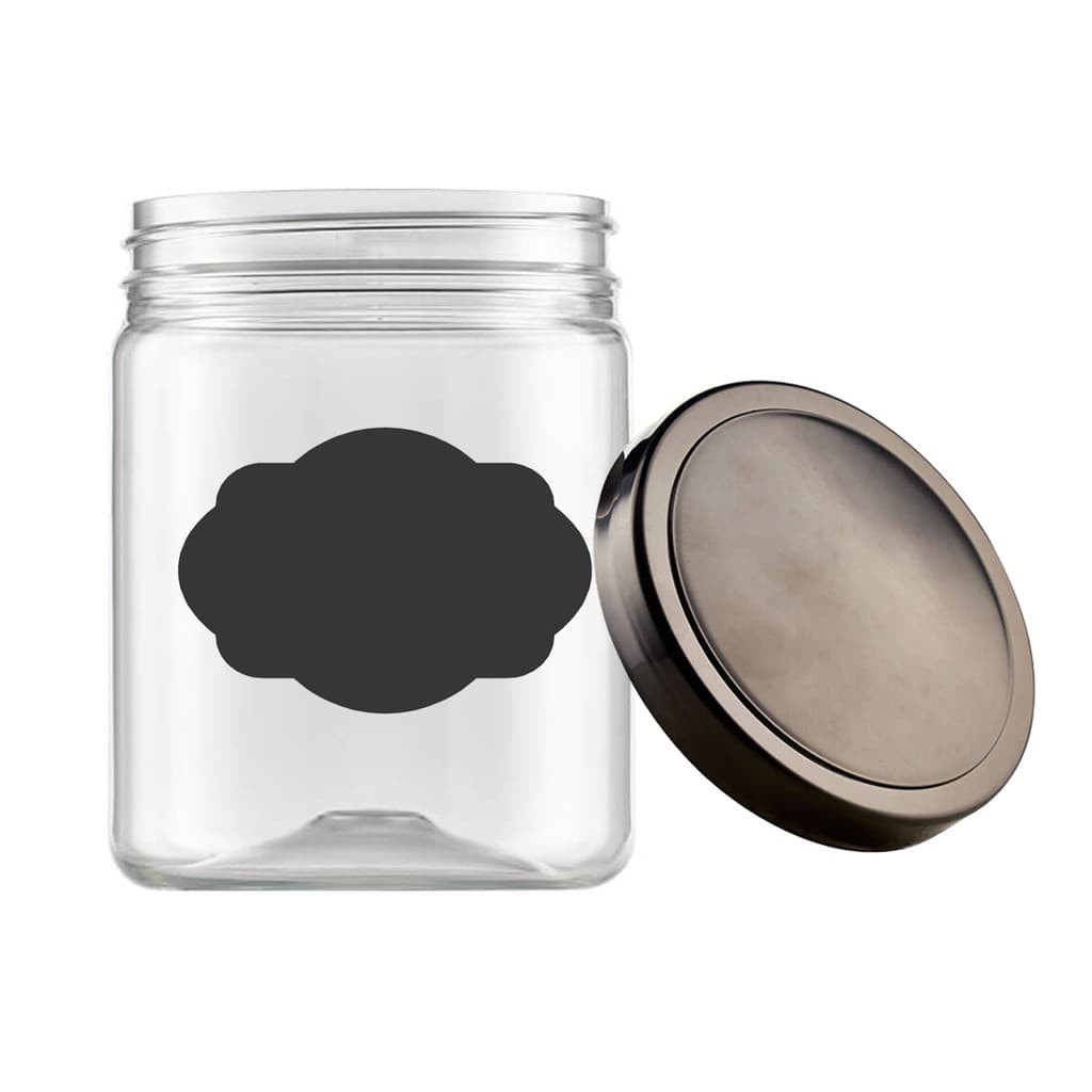 Pote Mantimentos Plástico PET - kit com 5 potes (3 de 550ml e 2 de 650ml) + 5 etiquetas lousa de 6,5cm x 4,5cm