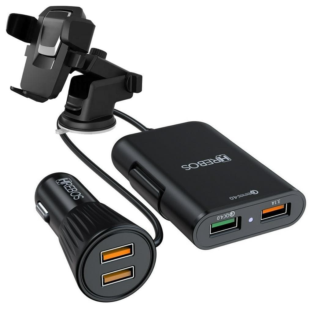 Carregador Celular Carro Turbo Tomada USB Veicular Automotivo Extensor 4 Portas Usb Com Suporte Painel Porta Celular Carro