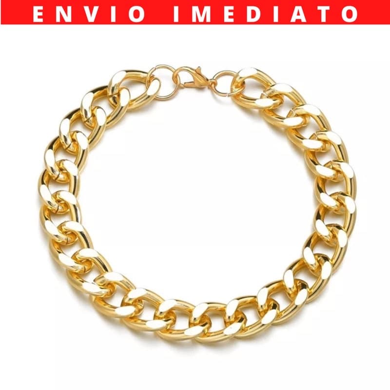 Corrente Pulseira 24k Masculina Dourado Carter Cubana Ouro
