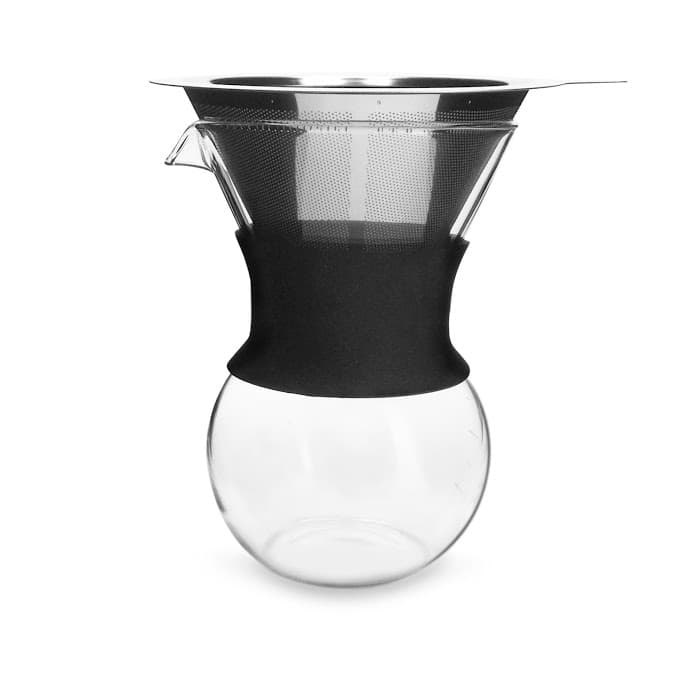 Passador Café Premium Vidro Borossilicato Colar Silicone Filtro Inox Coador Resistente Choque Térmic