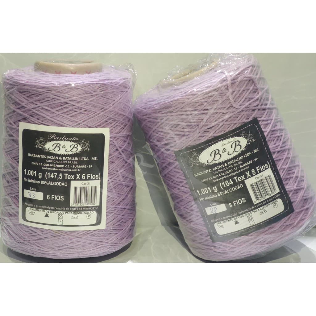Barbante B&B Lilas 6 Fios 1kg/1000mts Envio Imediato!! BeB