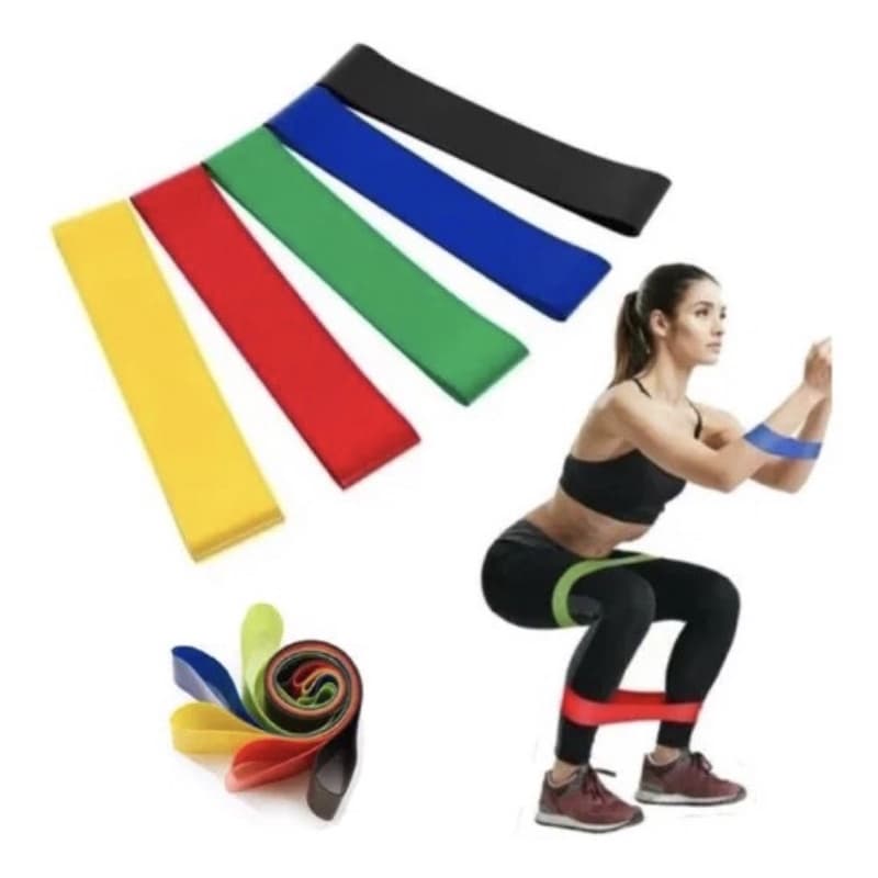 Kit 5 Mini Band Fita Faixa Elástica De Resistência Para Academia Exercício Musculação