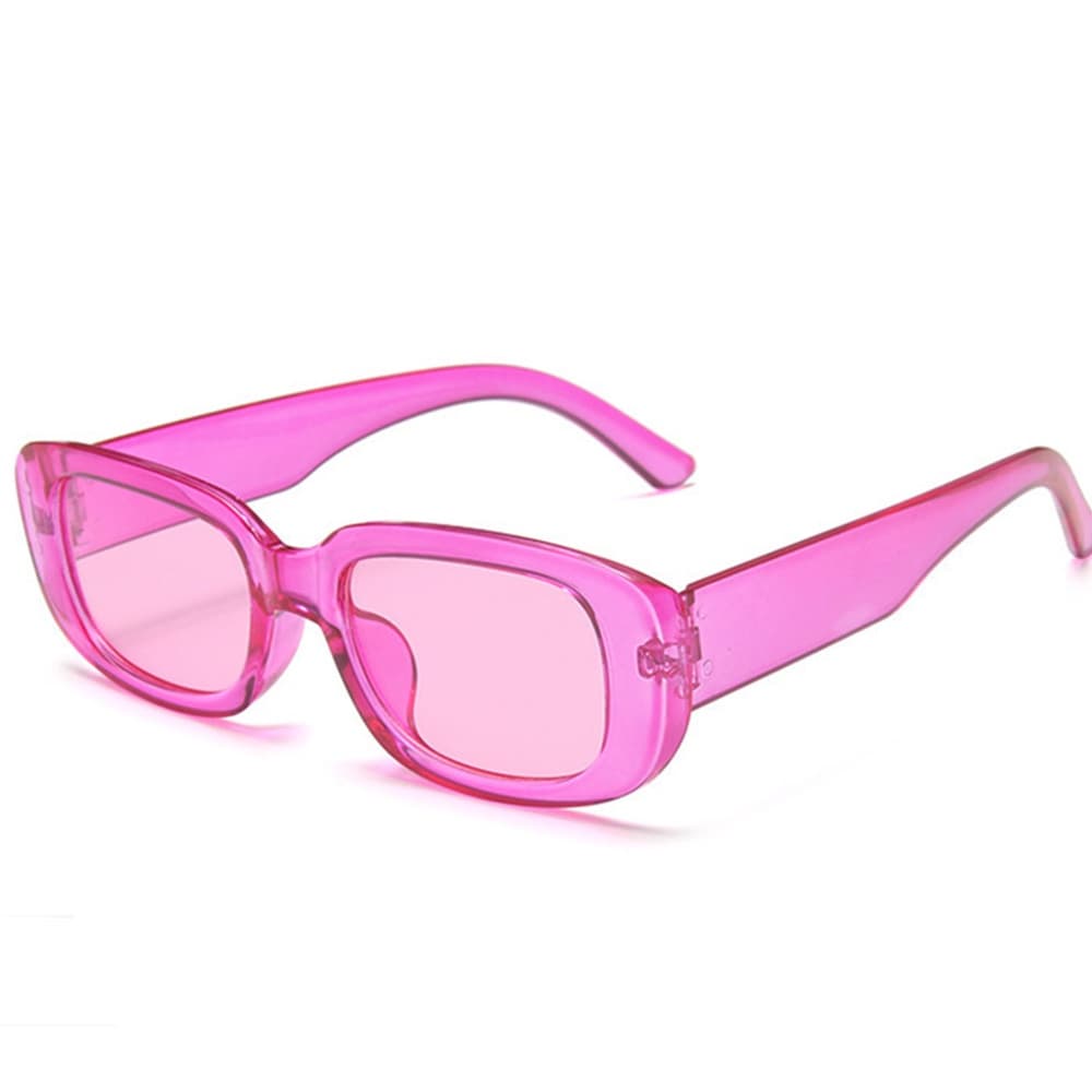 Óculos de sol retangular hype retrô moda blogueira proteção UV 400 Rosa