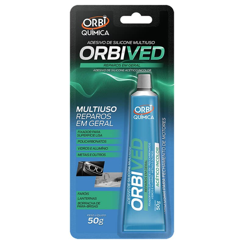 Adesivo de Silicone Multiuso Acético Incolor OrbiVed 50g