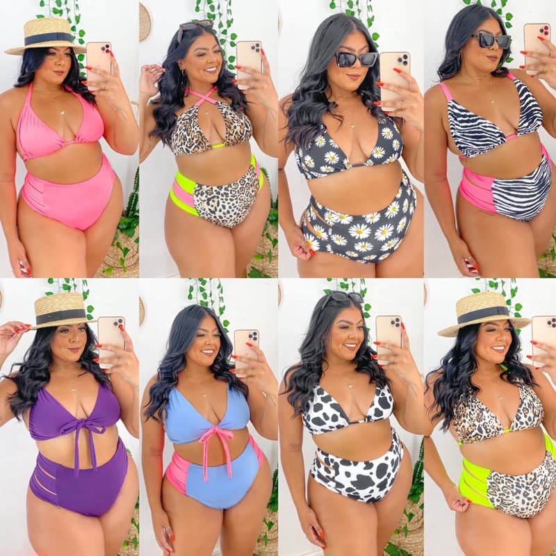 Biquíni Plus Size De Cintura Alta (Lateral Aberta)  Cortininha