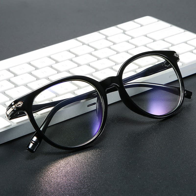 Óculos Redondo com Filtro de Luz Azul/Antirradiação/Substituível para Computador Feminino