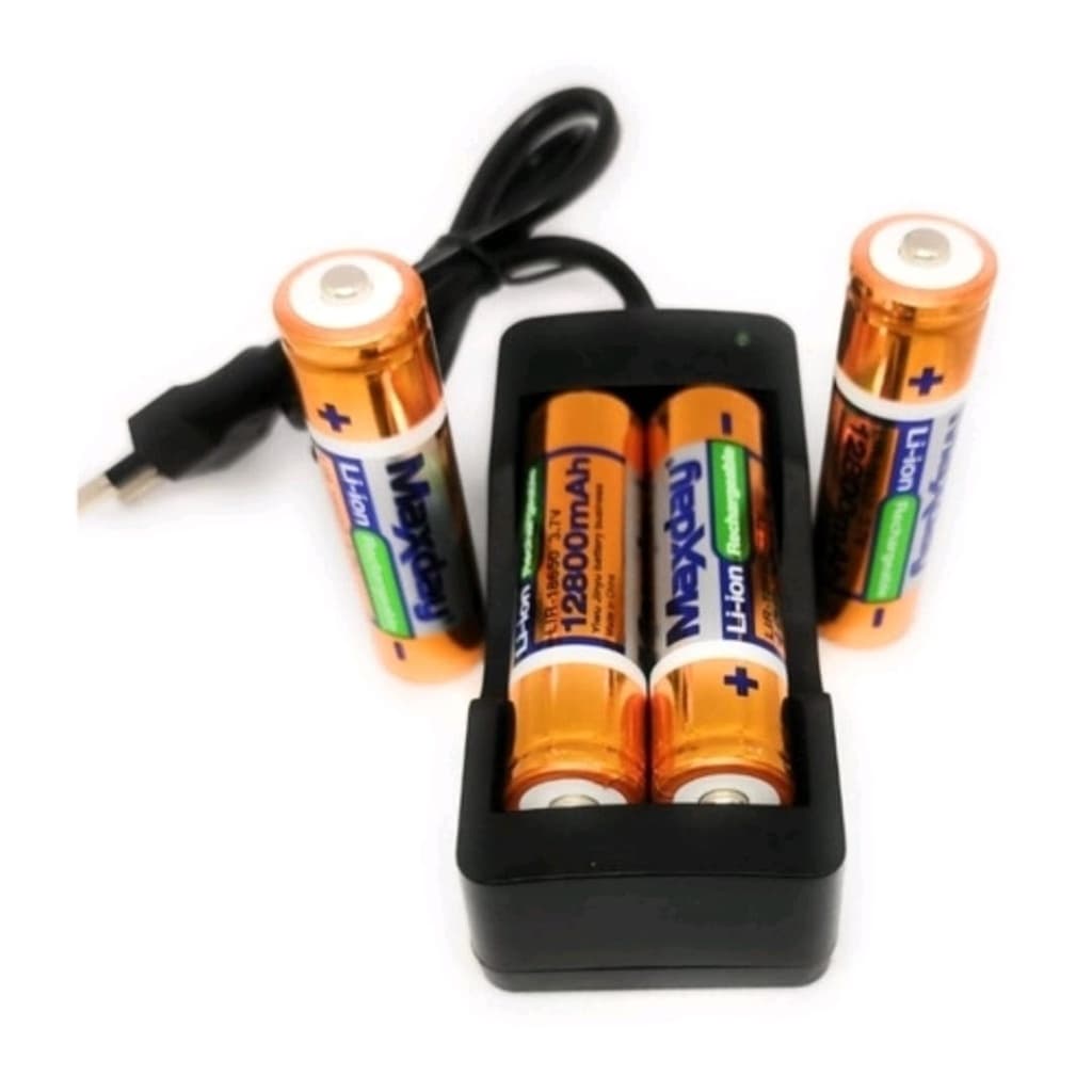 Carregador + 4 Baterias Recarregavel 18650 12800mAh Lanterna Tatica