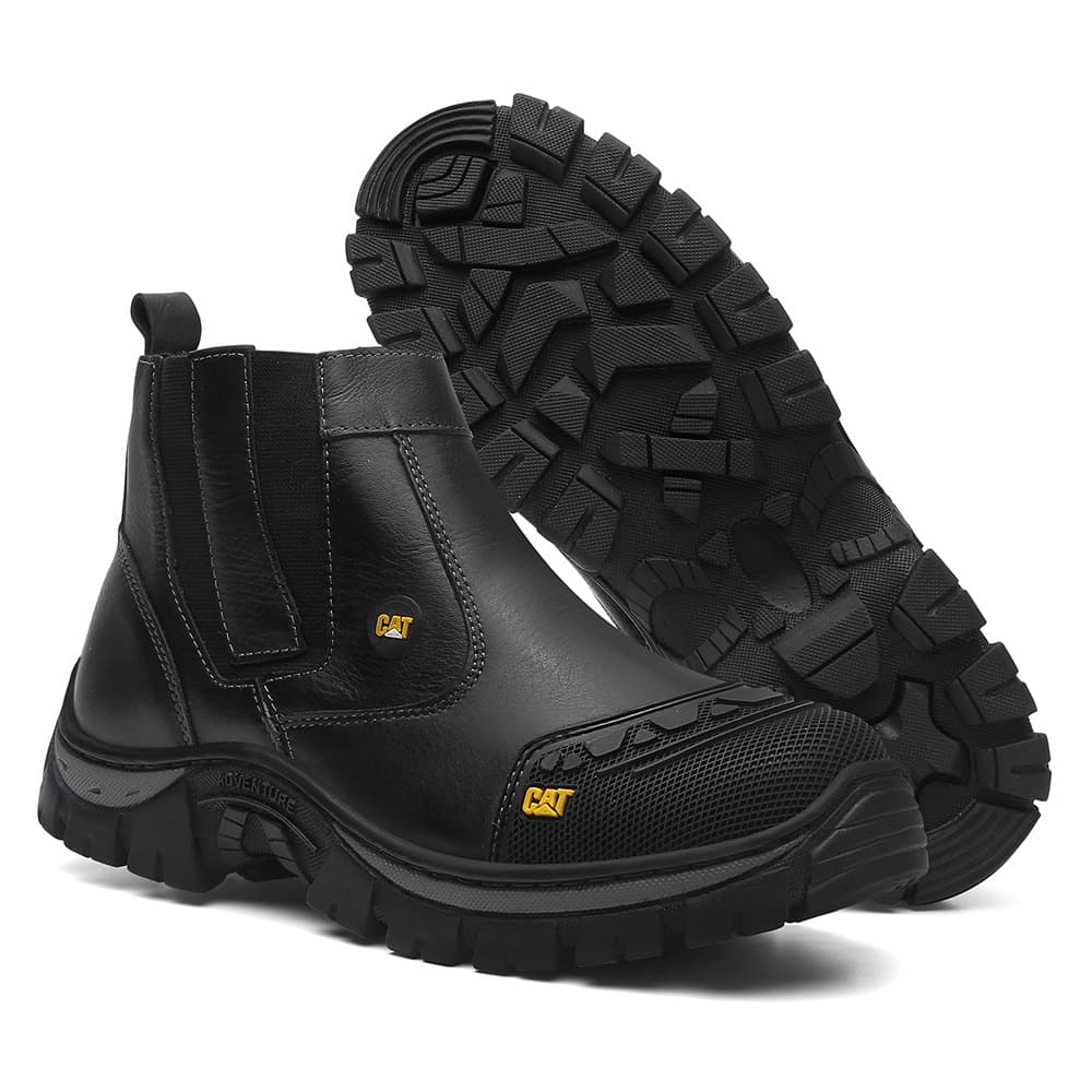 Bota Botina Caterpillar Masculino Trabalho Segurança Roça Preto Confortável