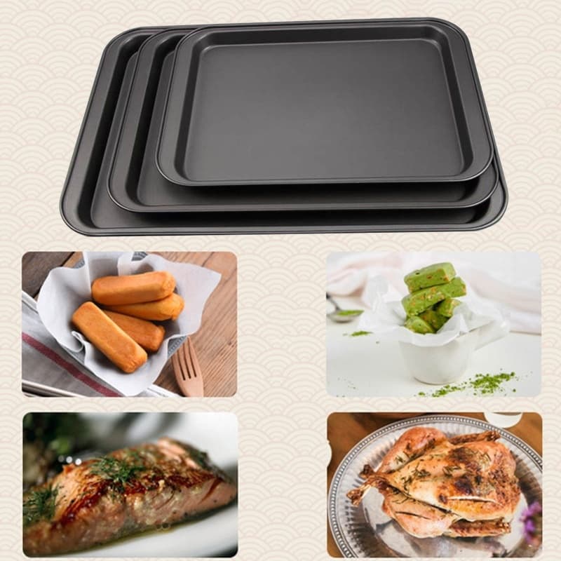 RUN Vara Pizza Pan Bolo Molde Aço Carbono Retângulo Placa Bandeja Bakeware Cozinha Ferramentas Cozimento