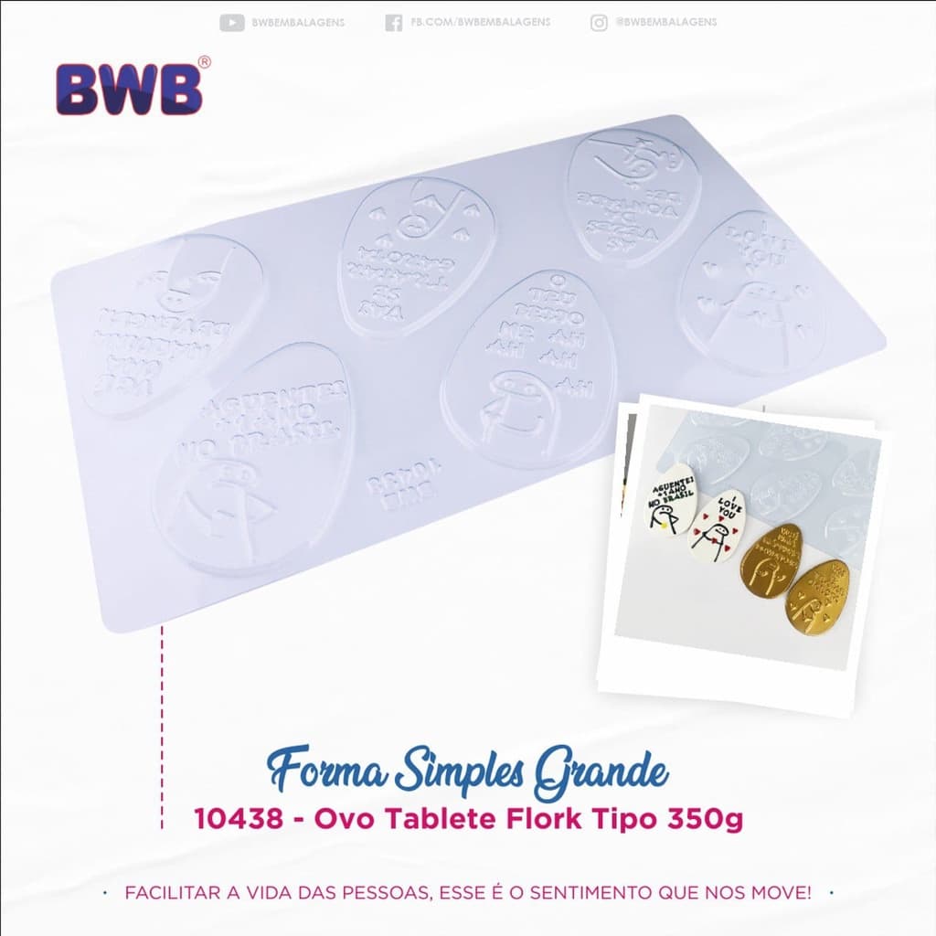 FORMA PARA CHOCOLATE: PLACA FLORK MEME 350g (tablete) - C 10348 BWB