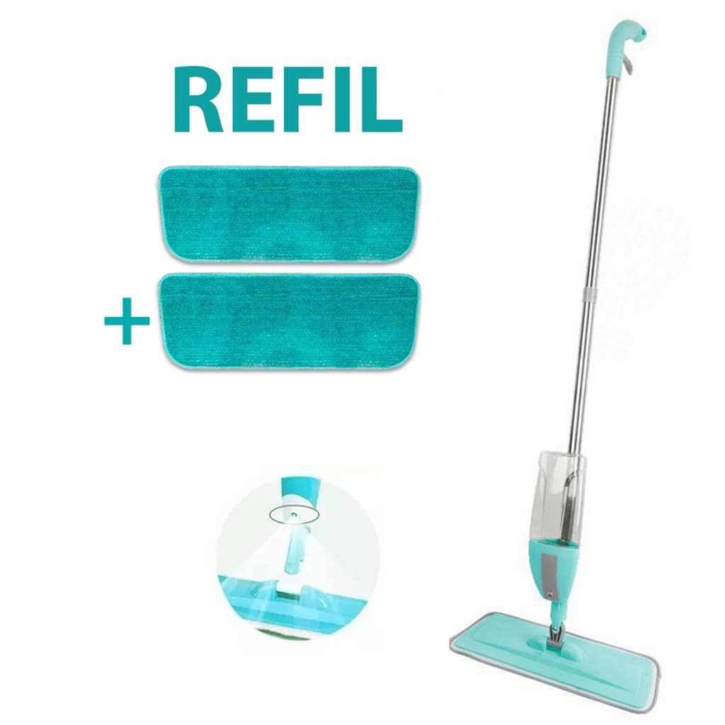 Mop Spray Esfregão Vassoura Microfibra + Refil Extra