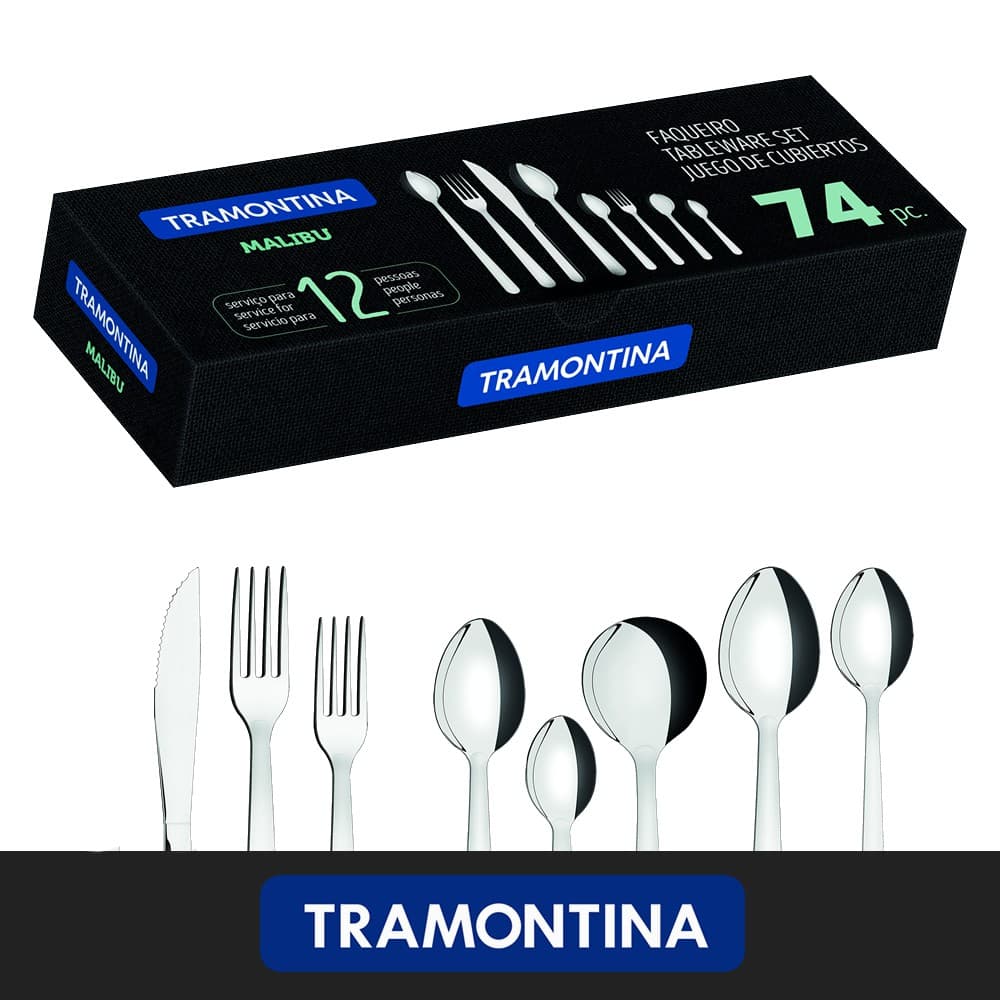 Faqueiro Aço Inox Tramontina Malibu 74 peças