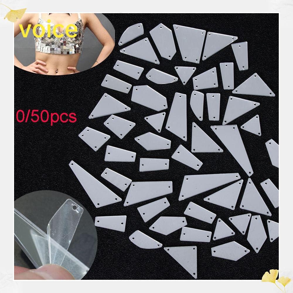 10/50pcs Espelho De Jóia Irregular Em Strass Cor Prata Brilhante