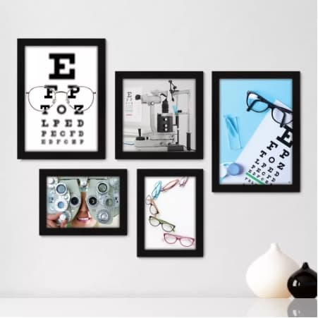 Quadros decorativos 5 peças mosaicos para sua sala ou quarto Oculista - Óculos - Ótica Star = 70