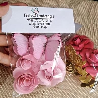Kit Rosas Papel Flor Flores + borboleta modelo sortido (escolha a cor)