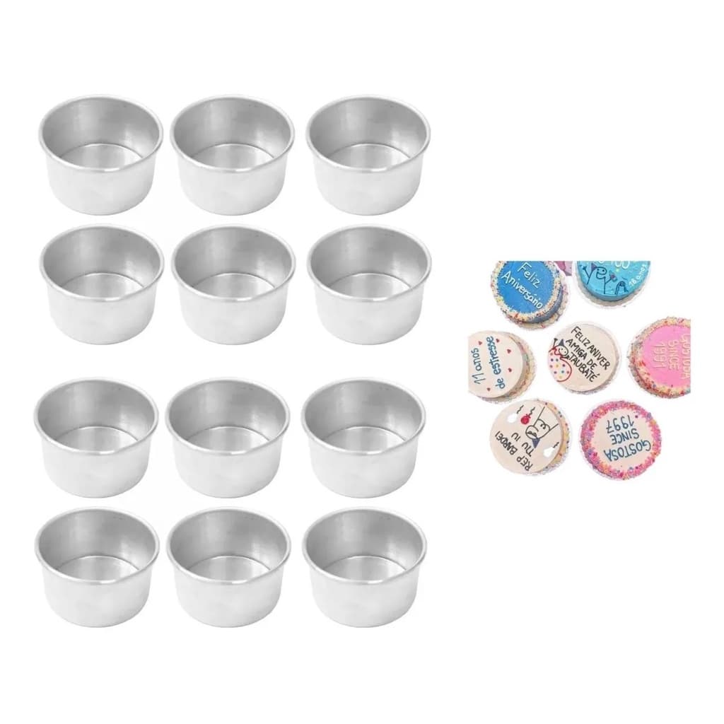 Kit com 5 Formas Redondas para Bento Cake Fundo Fixo 8x5 cm