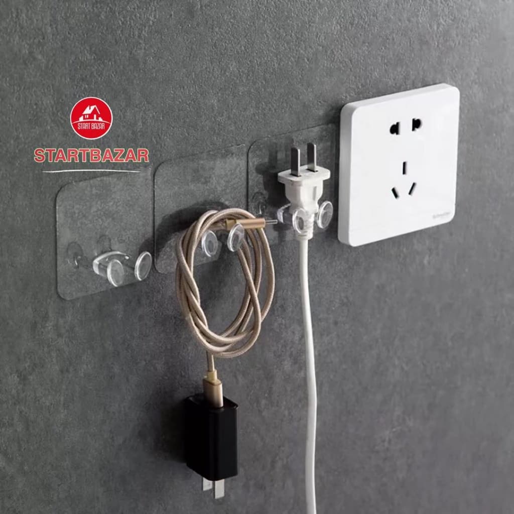 Ganchos Adesivo Multiuso Criativo Para Parede Plugue De TomadaPlástico Adesivo Forte Sem Furar Para Cozinha / Banheiro / Casa/Suporte de Parede para Tomada/ Transparente com Adesivo Forte/ Gancho para Tomada Criativo