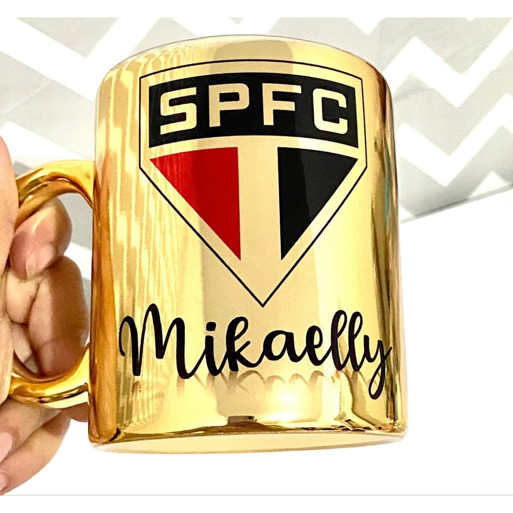 Caneca Dourada E Prateada Personalizada