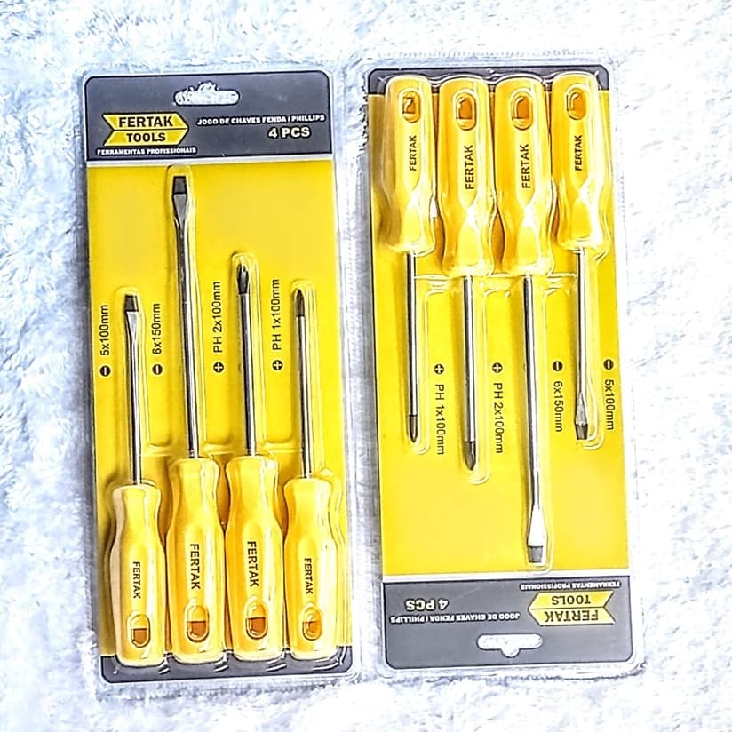Jogo de Chave de Fenda e Philips Fertak 4 Peças