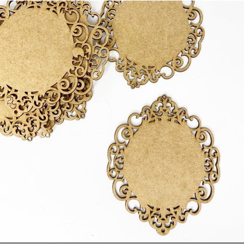 KIT COM 2 Moldura oval trabalhada provençal para mandala de portas lembrancinhas em geral  15x12 madeira mdf enfeite batizado personalização quadro liso