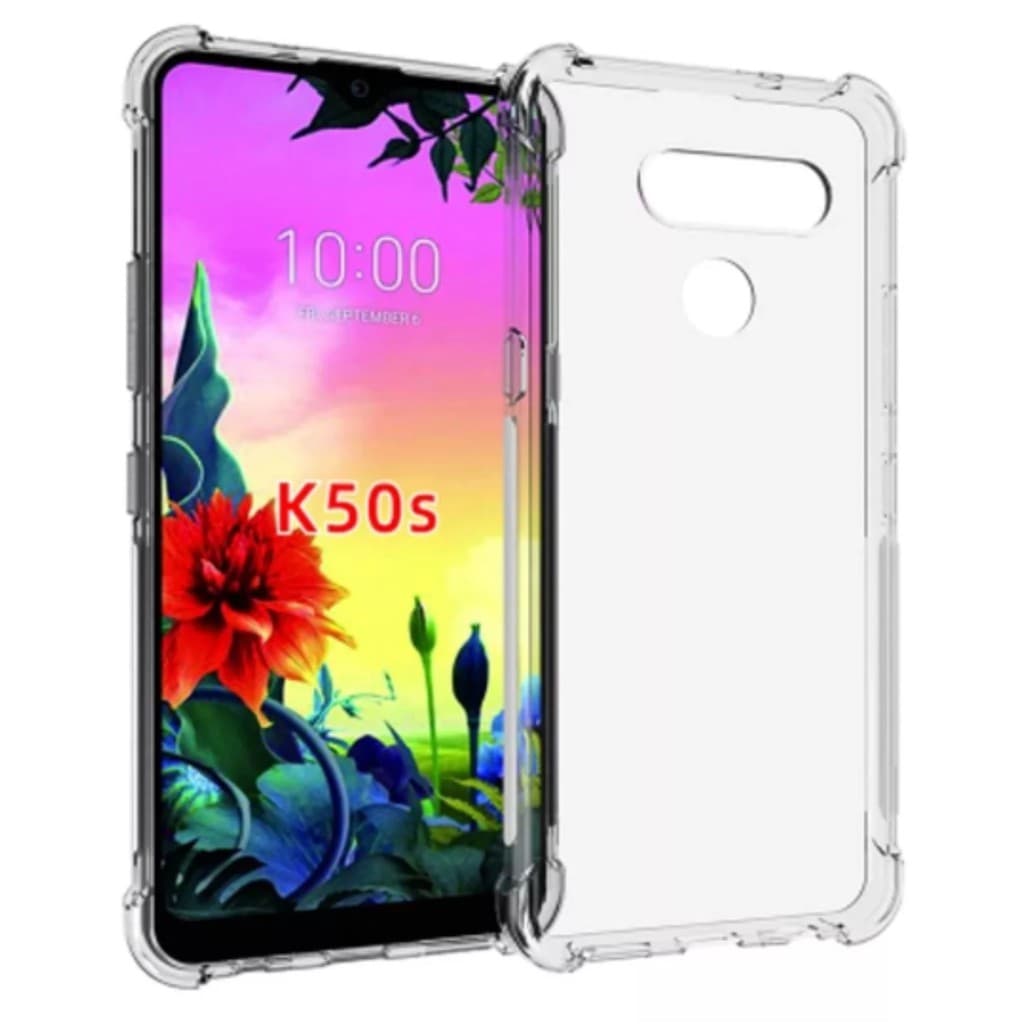 Capa para Lg K50s Tela 6.5 + Película vidro 3D / 5D - Capinha Transparente Bordas Impacto Antishock