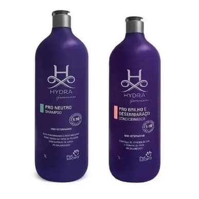 Kit Hydra Groomers Pet Shampoo Neutro +  Condicionador Brilho E Desembaraço 1L Diluição 1:10