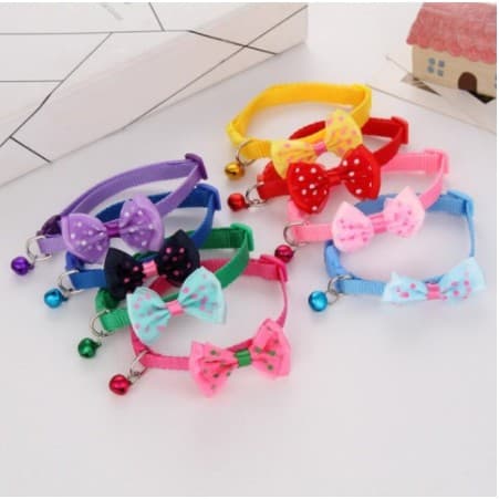 Coleira de Lacinho Fina Bonita de Tecido Nylon +Sino para Animais de Estimação/Gato/Cachorro/Filhote