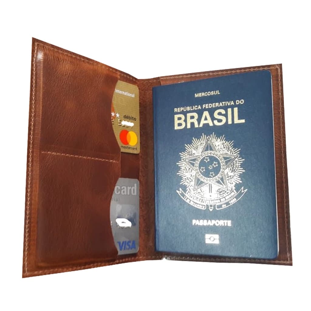 Porta passaporte em couro