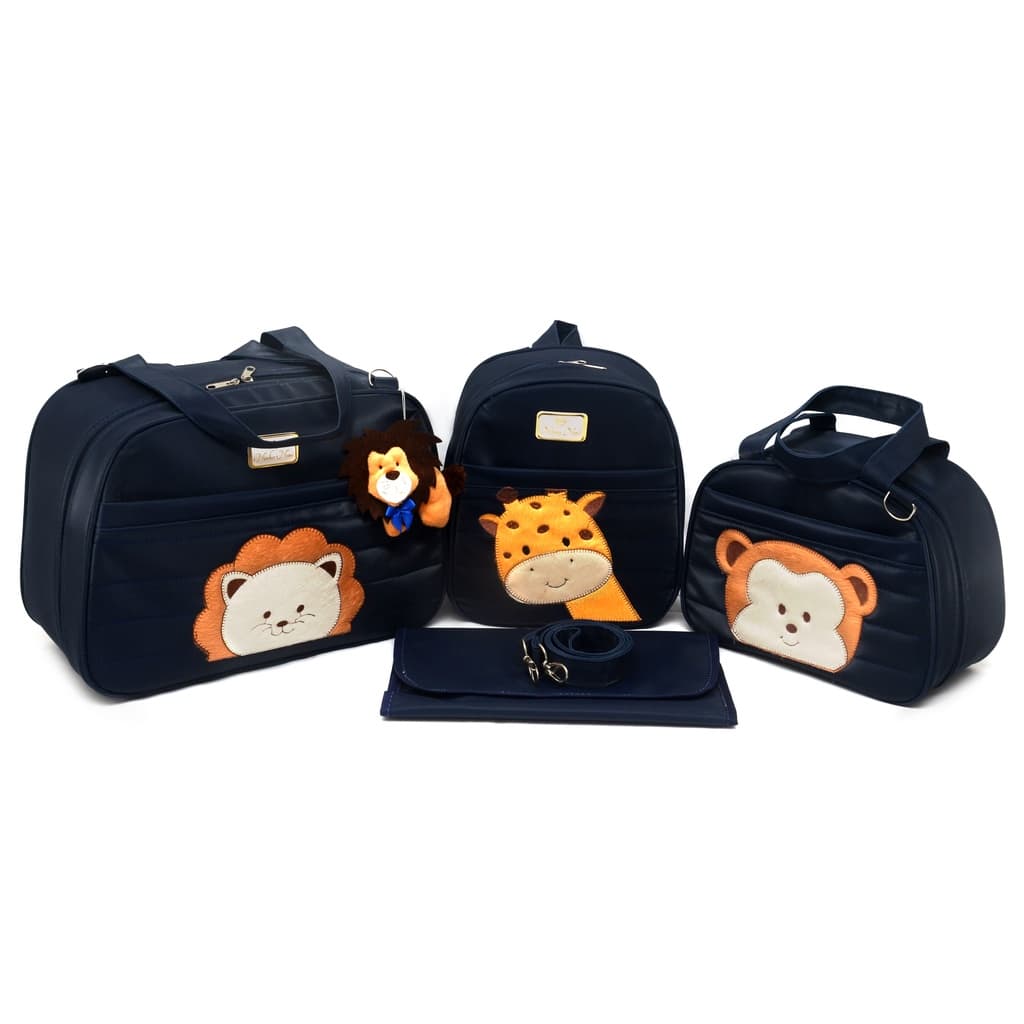 Kit Bolsa/Mala Maternidade Masculino/menino 4 Peças Luxo Safari