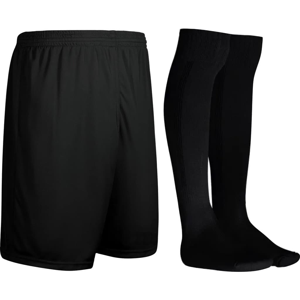kit 1 Calção e 1 par de Meião de Futebol Preto