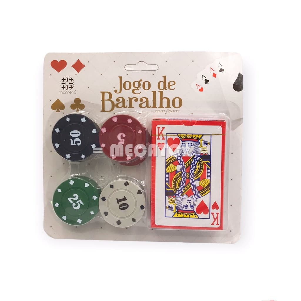 Kit Jogo de Cartas Baralho com 54 cartas + 3 Dados/ 9 Dados/  24 Fichas Poker Truco Jogo