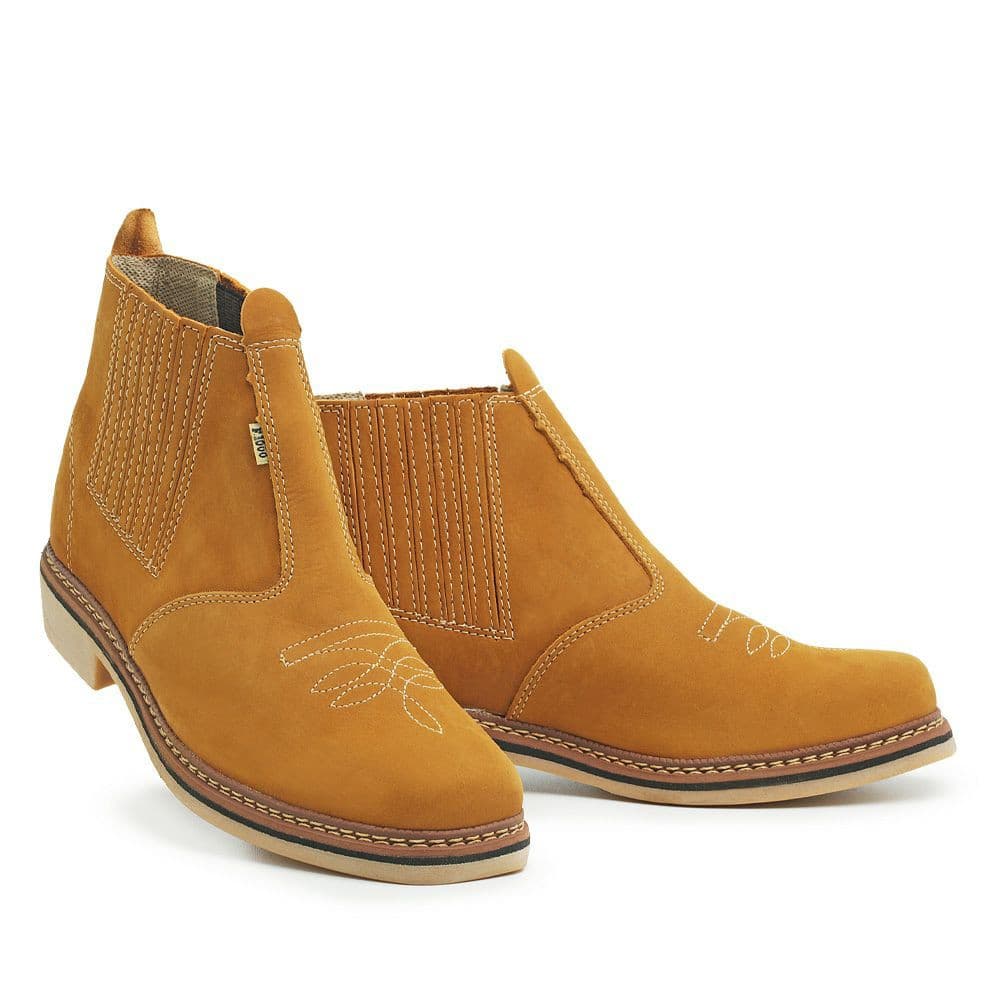 Botina Bota Country Rodeio Texana Couro Bovino Legitimo Solado Latex Tamanhos 33 ao 47 Nobuck Castor