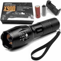 Lanterna Tática Militar X900 Recarregável C/ Zoom Completa