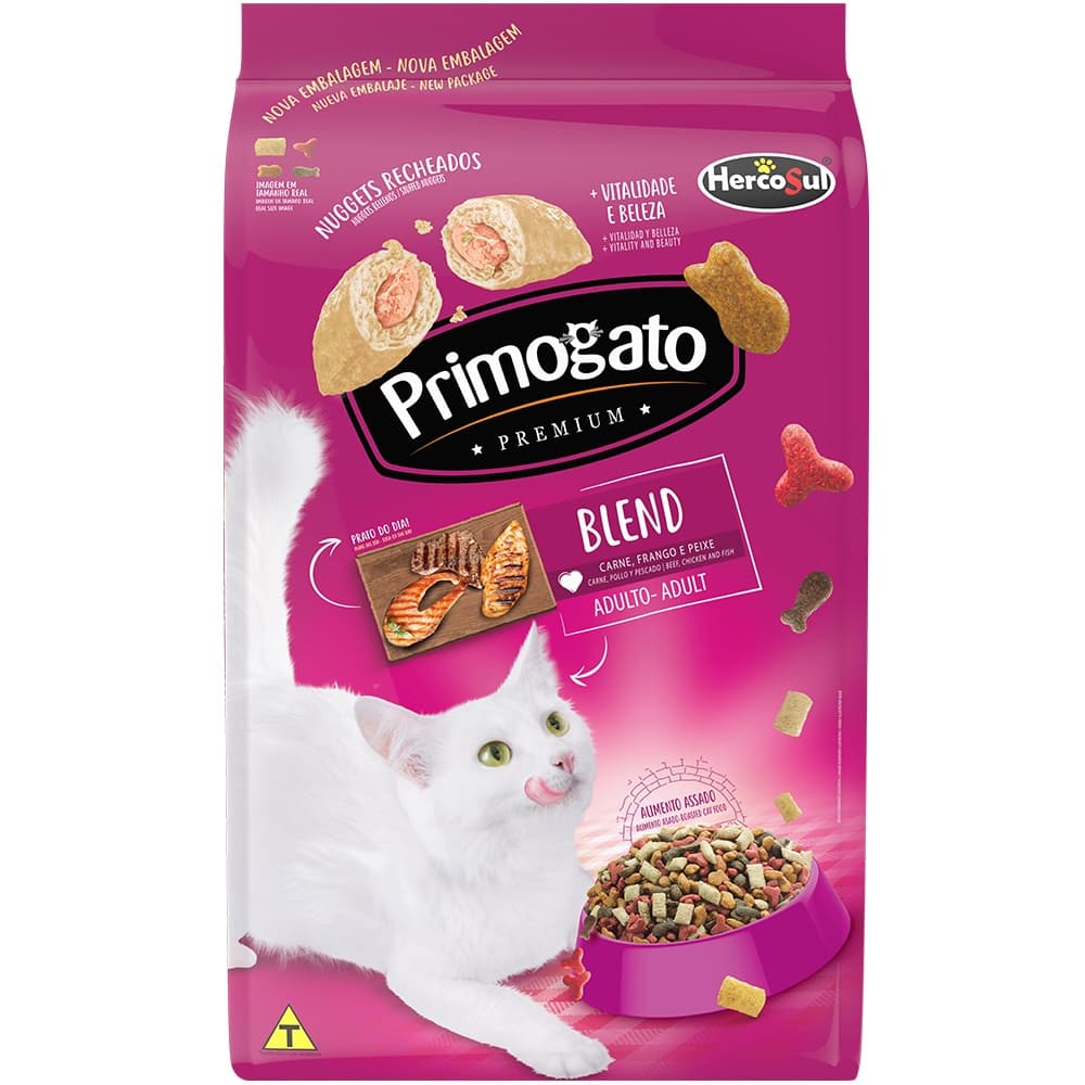 Ração Primogato Premium Blend 10,1KG  CARNE, FRANGO e PEIXE