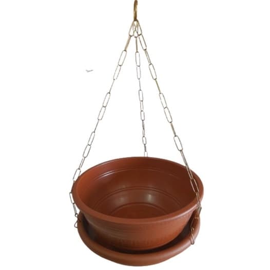 Vaso p/ véu de noiva, terra cota 31cm, 6,6 litros, com prato e corrente aço 60cm