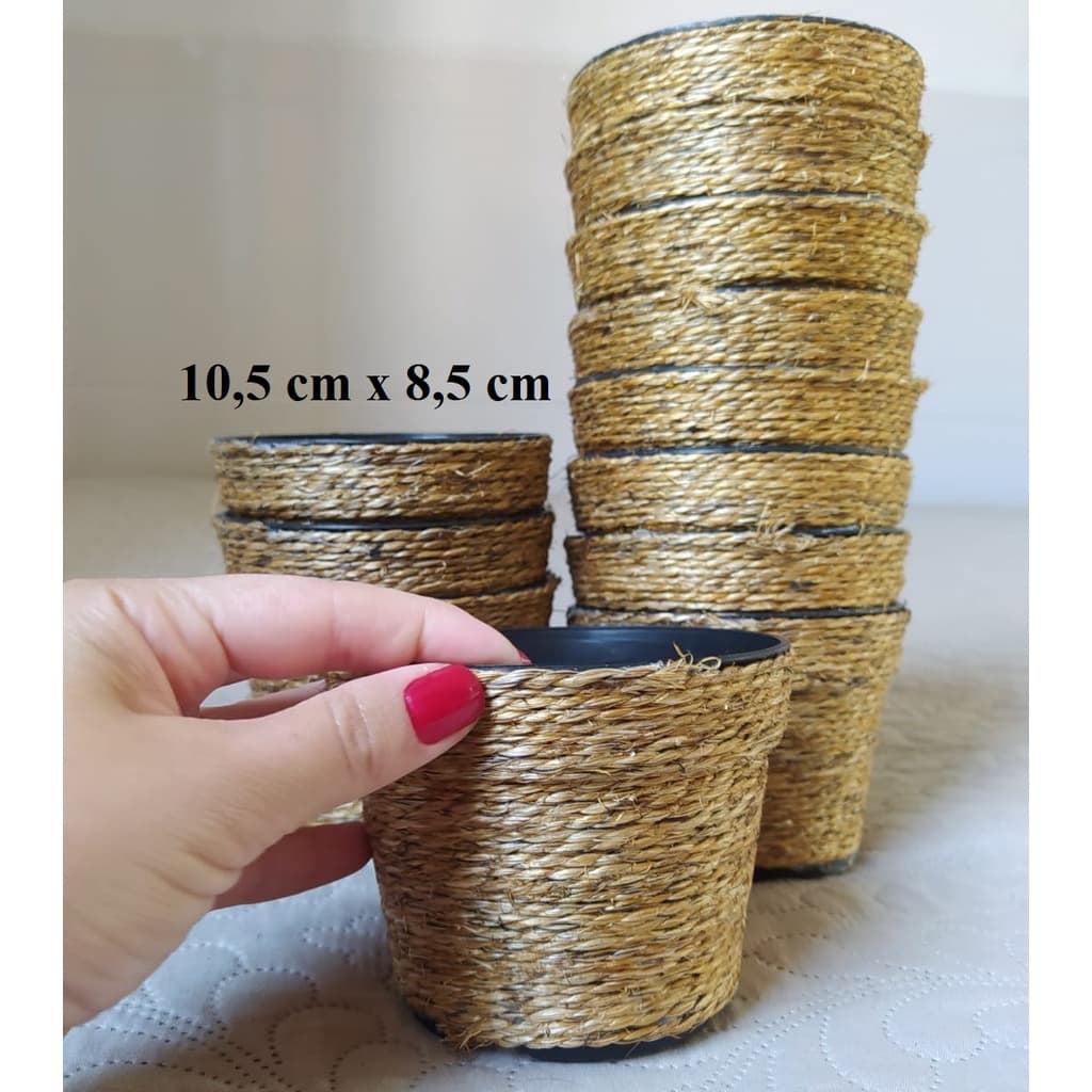 kit 20 vasinhos de planta suculentas flor cacto decorativo decoração pequeno rustico sisal varias cores