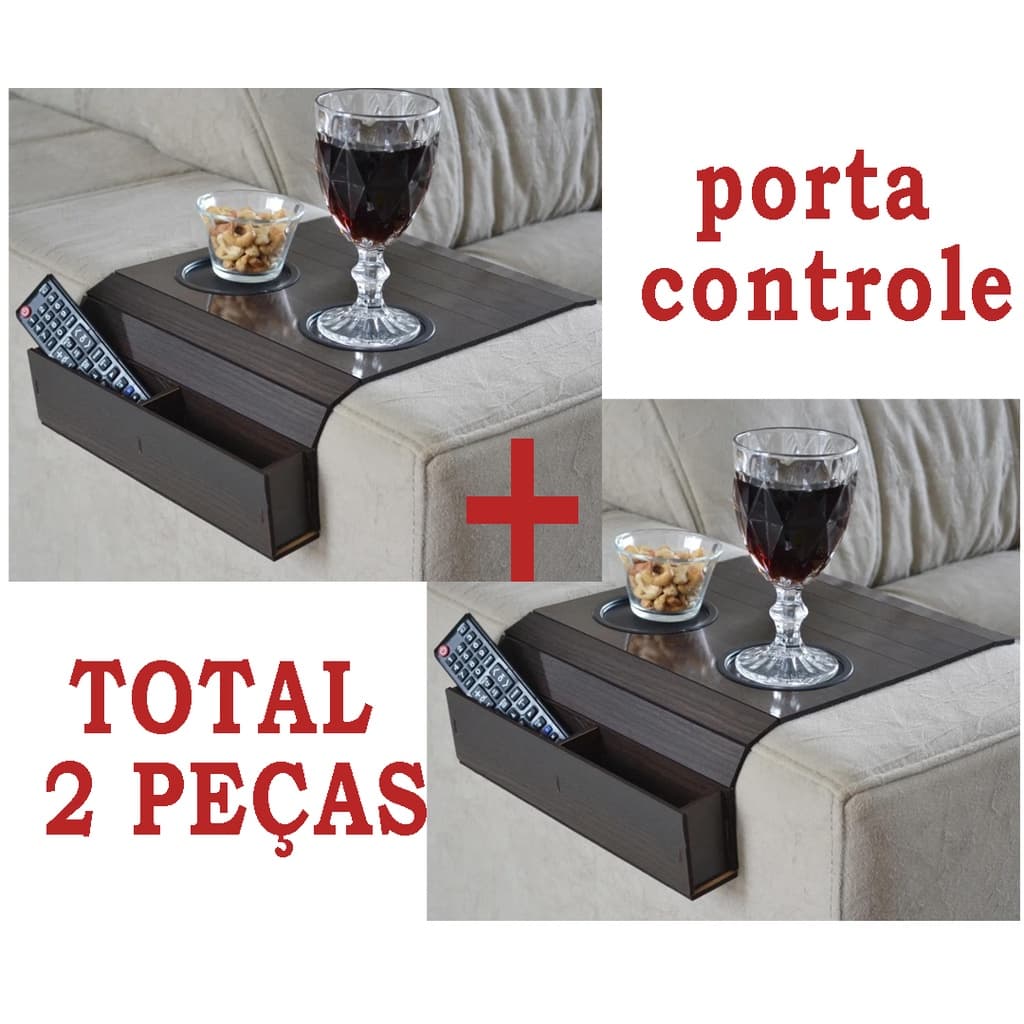 kit combo 2 duas esteira para sofa porta copos bandeja braço sofá