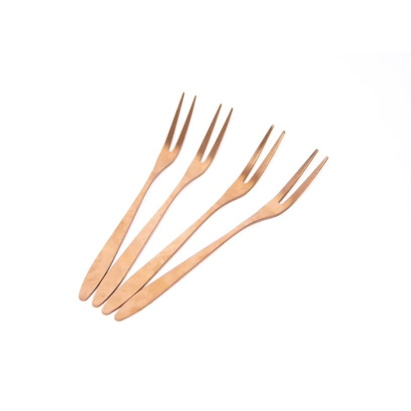Kit com 4 garfos para petisco Rose Gold Dourado