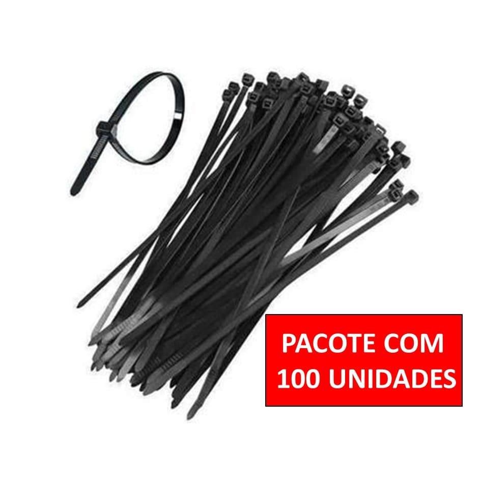 ABRAÇADEIRA DE NYLON PRETA / ENFORCA GATO PRETO (Kit C/ 100 ou 50 UNIDADES)