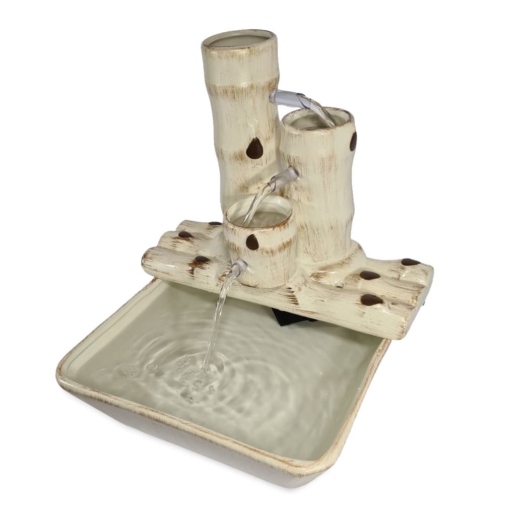Fonte de Água Decorativa Bambuzal em Cerâmica - Decoração Relaxamento Meditação Feng Shui Bebedouro Gato