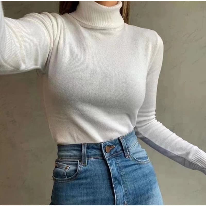 Blusa De Frio Cacharrel Feminina Gola Alta Tricot inverno