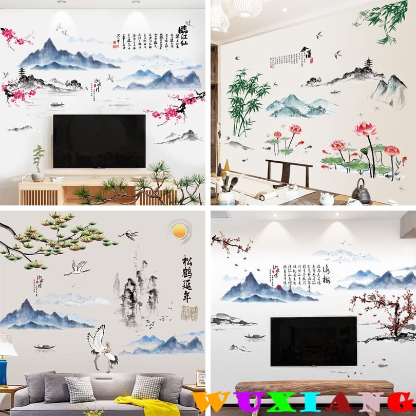 Cinco elefante Design HJ155 adesivos de parede clássicos Retro tempo adesivos de parede nostálgico estilo chinês tridime