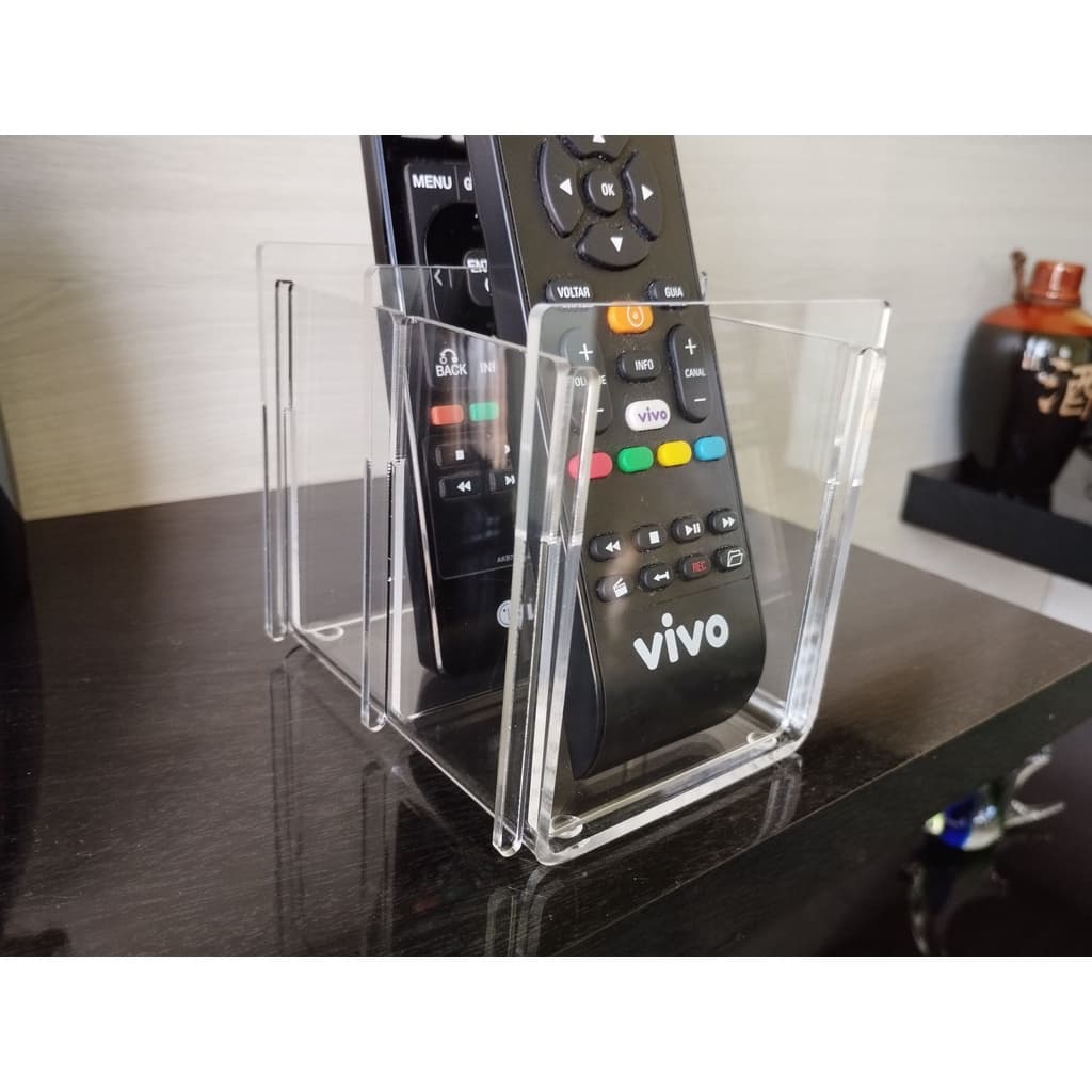 Suporte De Controle Remoto De Tv E Ar Condicionado Acrílico para 2 Controles, Porta Controle Remoto